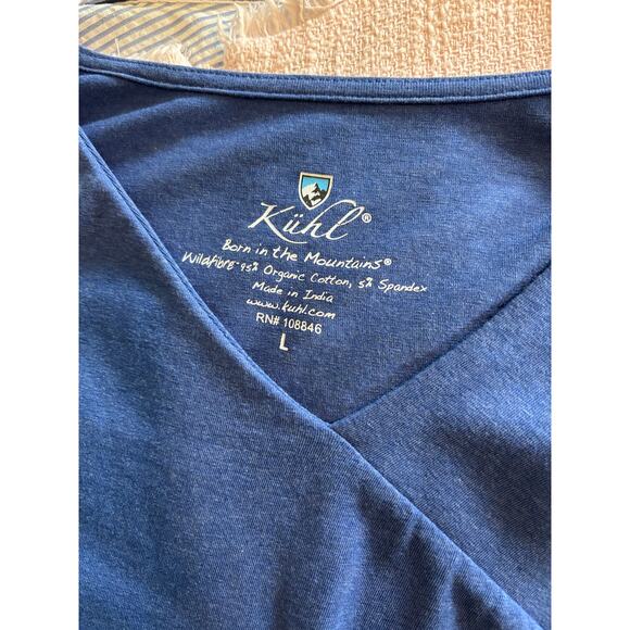 Kuhl Wildfibre Ruched Tie V-Neck Blue Dress - Picture 7 of 10